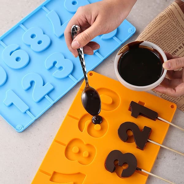 2 stk silikon tall dråpefondantformer for å lage store bokstaver