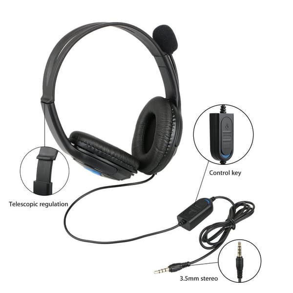 Kablet stereo gaming headset, støjreducerende hovedtelefoner