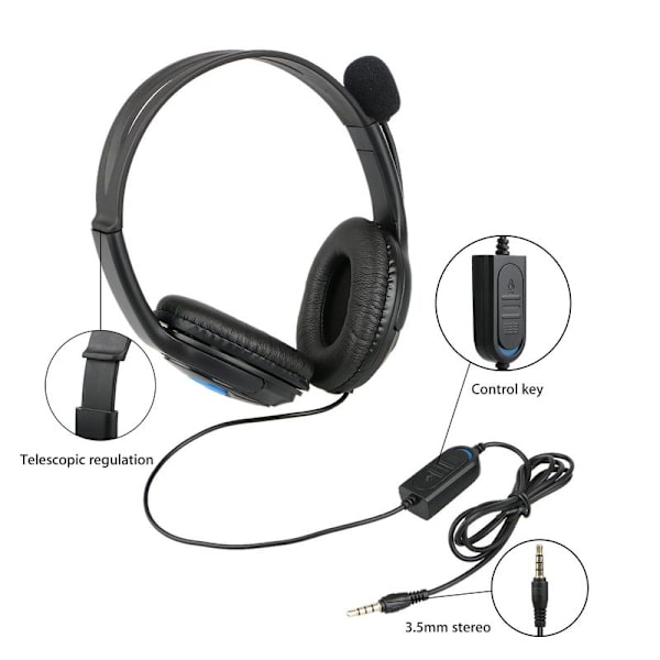 Kablet stereo gaming headset, støydempende hodetelefoner