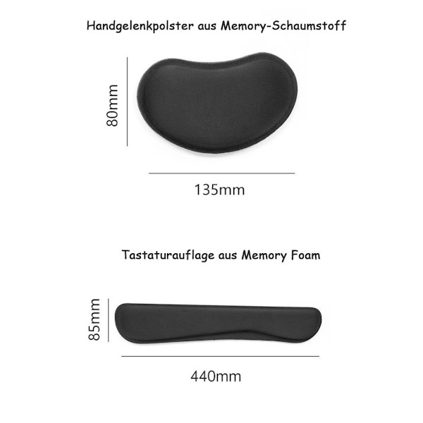 Musematte gelpute musematte med håndleddstøtte GIM ergonomisk musematte tastatur