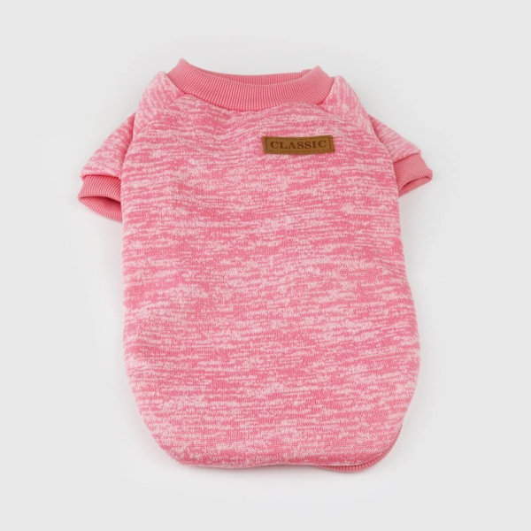 Hundepullover, varm hundetrøje, kattetøj, fleece kæledyrspels til hvalp, lille, mellemstor og stor hund (M, pink)