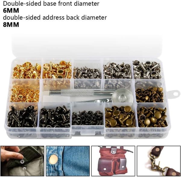 360 stycken kapselnit, 4 färger metallnit set fixering