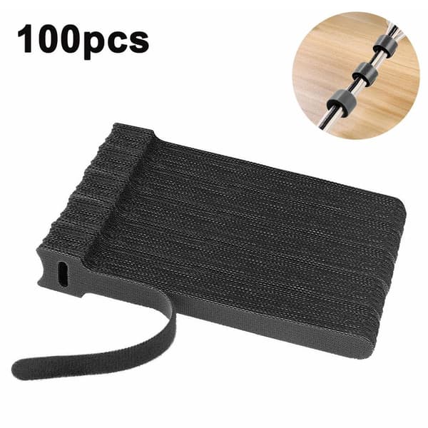 100 stk. Velcro kabelbindere, lednings- og kabelopbevaring, solid selvklæbende KLB