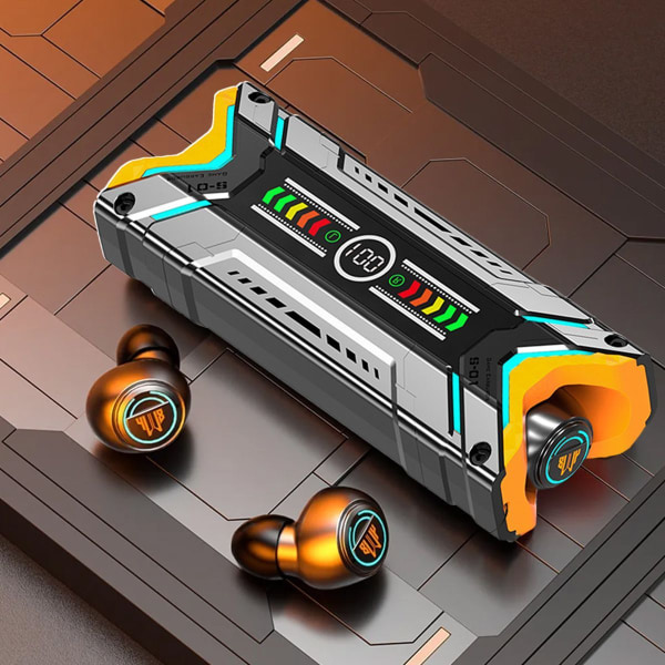 Futuristisk Sci-fi Mecha Style TWS Trådlös Bluetooth 5.3 Svart
