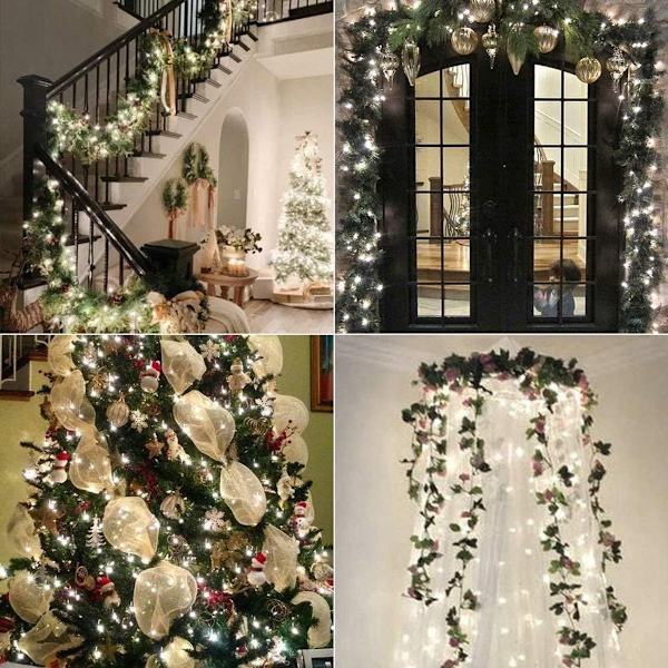 Solcellsbelysning för jul utomhus, BrizLabs 24M 240 LED vit KLB
