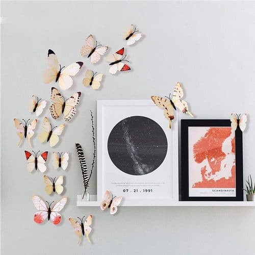24 stk 3D Levende Spesielle Kunstige Levende Sommerfugl Kunst DIY Dekorasjon