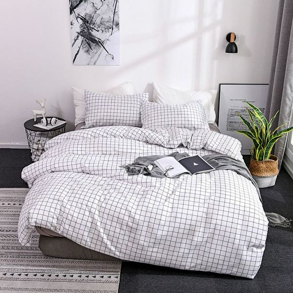 Rutiga sängkläder + 2 rutiga örngott mikrofiber påslakan KLB