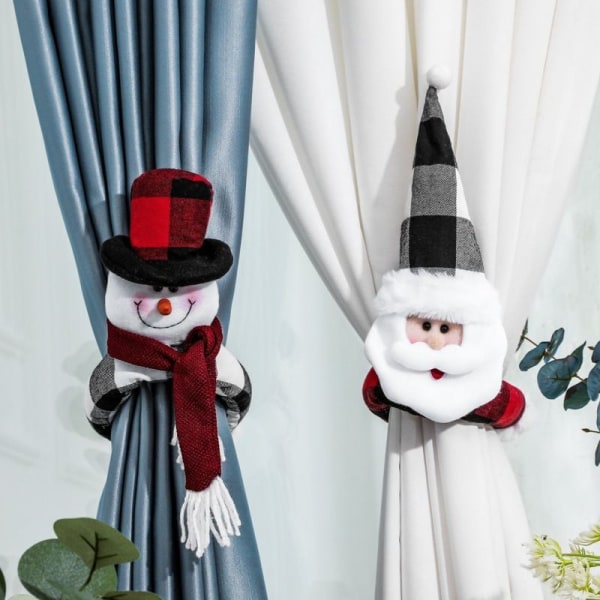 2 Pieces Christmas Snowman Curtain Tiebacks Buckles Curtain Holdback Back Closure Holder Clip for Christmas Window Christmas Decorations Holiday Decor