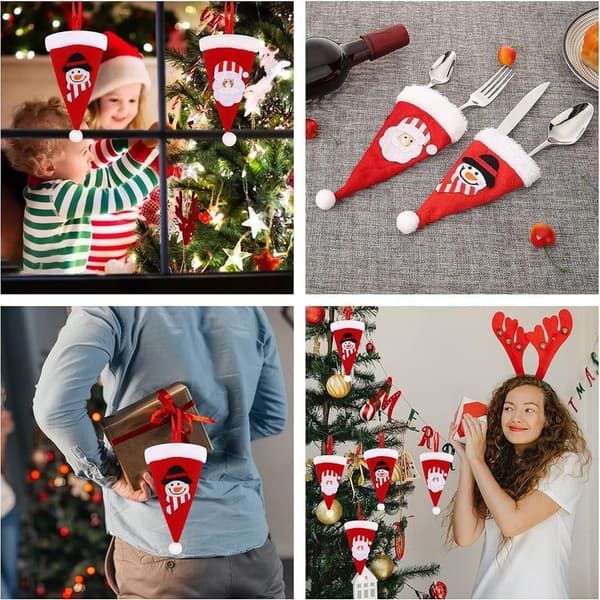 Julebestikkpose, 8 stk, julebestikkholder, nissehue, bestikk