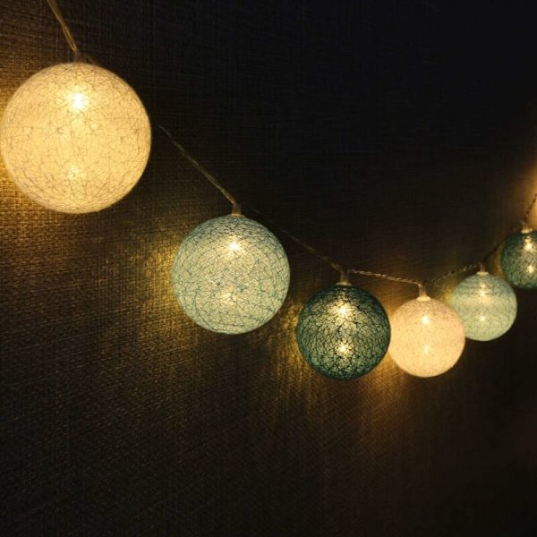 Guirlande Lumineuse Boule Coton - 3.1M 20er LED Chaîne Lumière-Guirlande lumineuse portable à LED Pour intérieur KLB