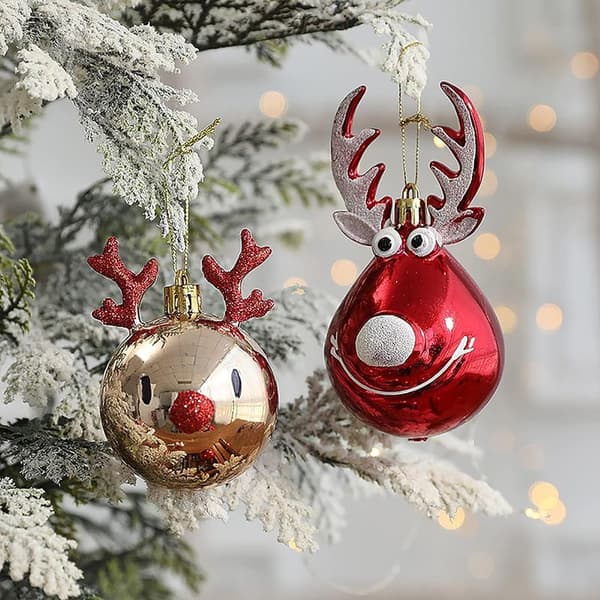 Sett med 8 uknuselige julekuler til juletreet - kuler til fylling