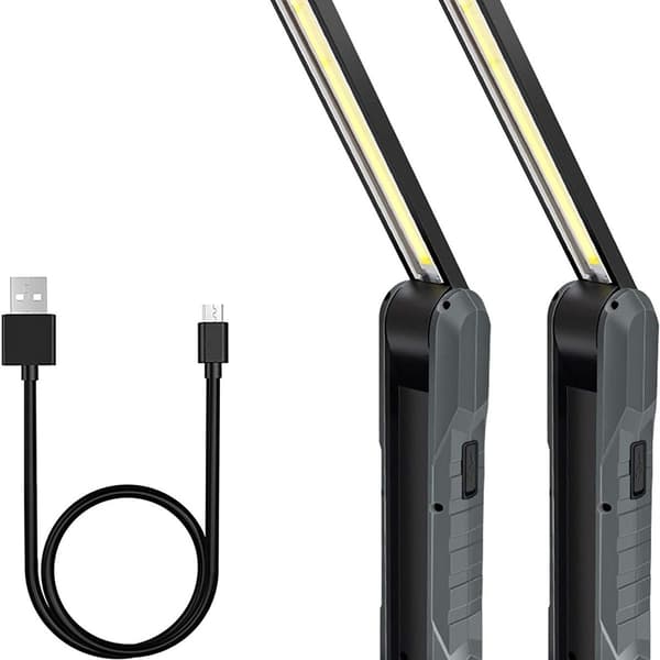 Pakke med 2 genopladelige LED-arbejdslamper, 5 tilstande arbejdslamper, mekanikerlamper