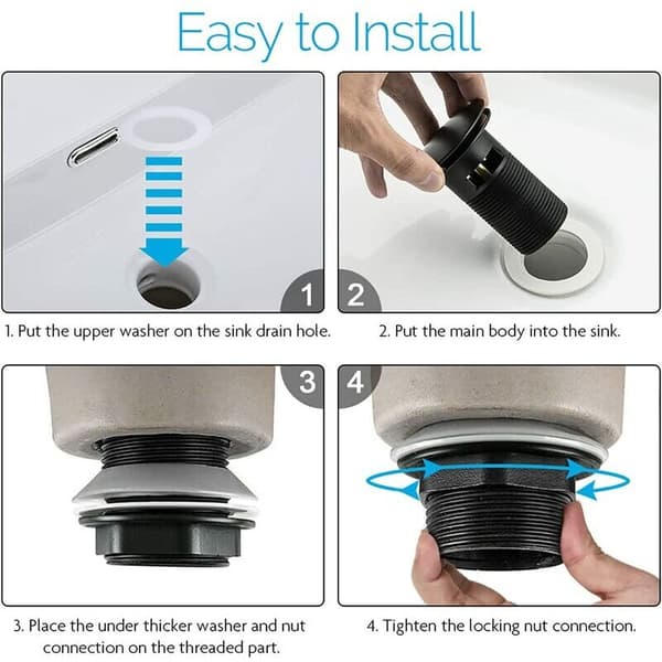 Servantvaskavløp med overløp matt sort, Chonphan Universal G1 1/4\" Messing Pop-up Ventilavløp for Servant KLB