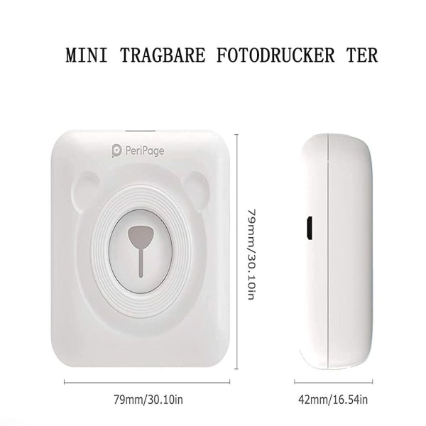 Mini fotoprinter - Bluetooth, termisk papir - 203 DPI - iOS, Android, Windows - Blå