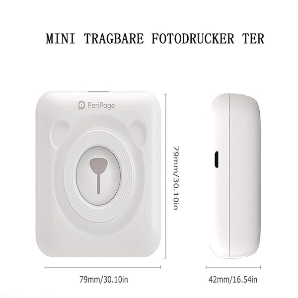 Mini fotoskriver - Bluetooth, termisk papir - 203 DPI - iOS, Android, Windows - Blå