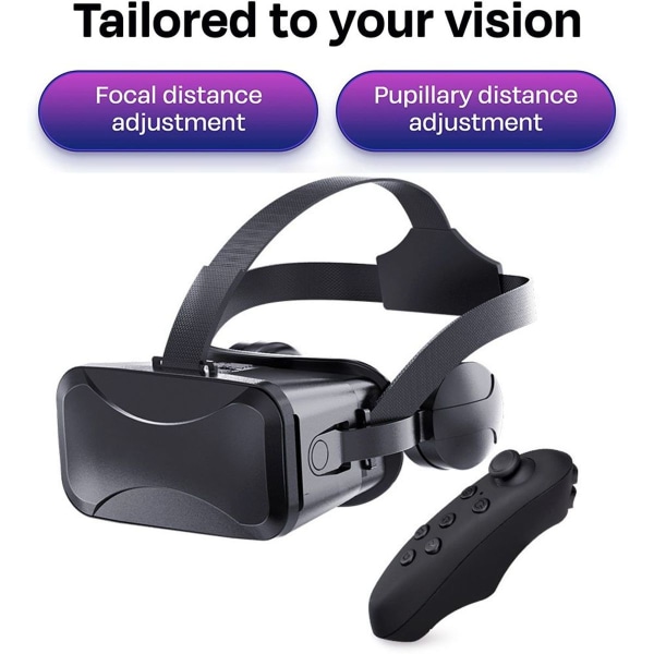 VR-headset kompatibelt med - Universal virtual reality-briller Svart