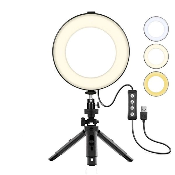 Ring Light Selfie Ring Light med stativ Dimbar Beauty Desktop Ring Light för KLB