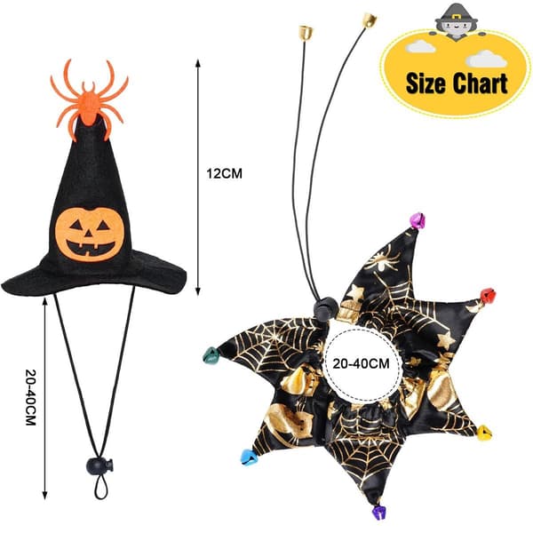 Katteheks Halloween Kostume Sæt, Hundehalsbånd og Heksehat til KLB