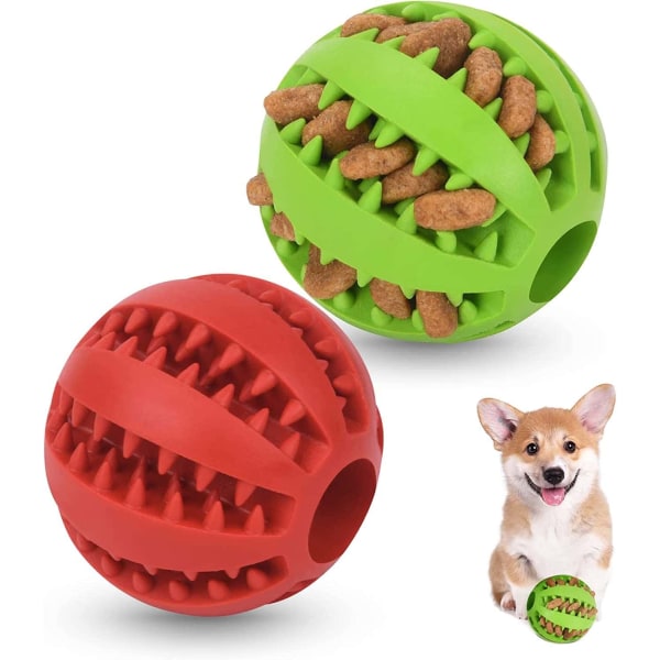 5 cm hundebold, gummihundebold, uforgængelig hundebold, hårdt gummilegetøj til at tygge, rense tænder, lege, træne (2 dobbeltfarvede prikker)