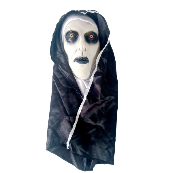 Uhyggelig Halloween Nonne Maske Fuld Hoved Uhyggelig Latex Djævel Hjelm Realistisk Hovedbeklædning til Cosplay Fest Rekvisitter