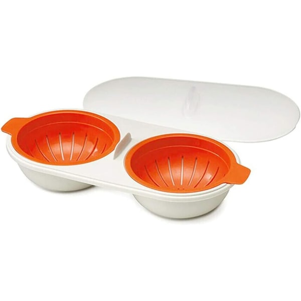 Dubbelkopp Äggkokare, Mikrovågsugn Perfekt Äggpocher Mikrovågsugn Äggpocher Hem Kök Prylar Verktyg Matlagningsverktyg (Orange)