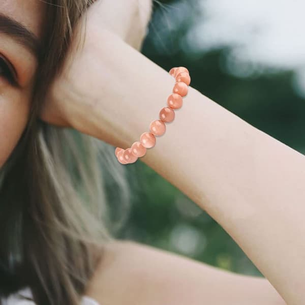 8mm elastisk oransje edelsten armbånd. Millimeter perler KLB