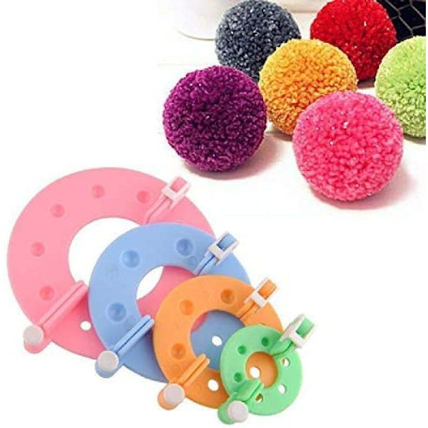 4 stk 4 størrelser Fluff Ball Weaver Needle PomPom Maker Sets, DIY Pompoms Craft