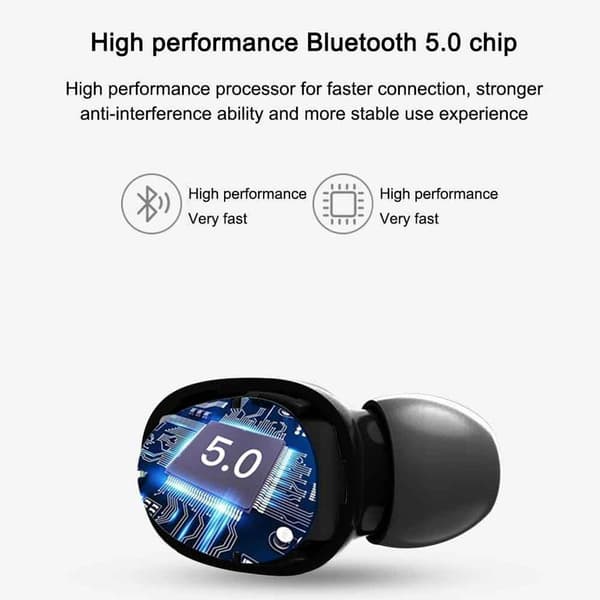 Bluetooth-hovedtelefoner, trådløse øretelefoner, in-ear TWS stereo sort