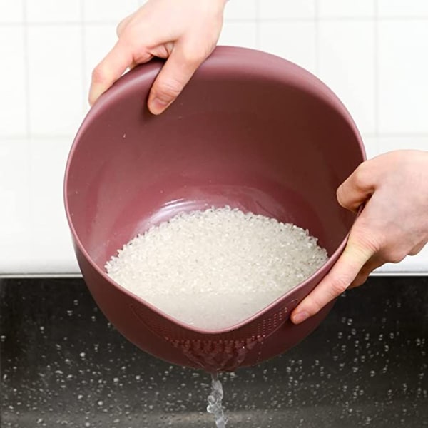 Riisisuodatin ja keittiösiivilä (punainen) - Siivilöi riisi, kvinoa ja pienet jyvät - Liota, pese ja valuta vihannekset ja hedelmät
