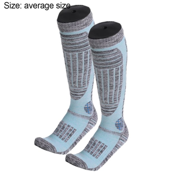 Thickened warm snow winter ski socks long knee high light blue KLB