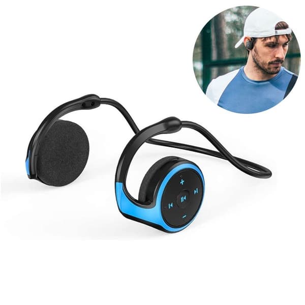 Trådløse sports Bluetooth-ørepropper, sammenleggbare, lette, blå