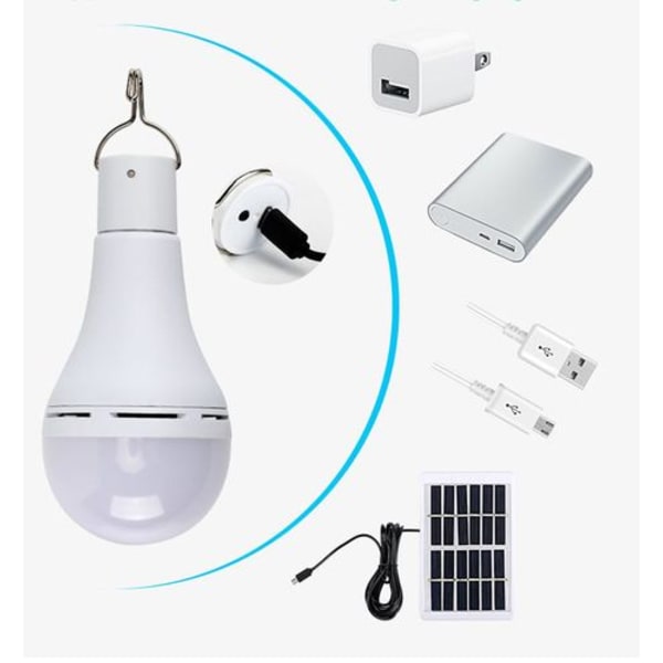 Pakke med 2 solcellelamper 9W LED solcellelampe solcellelamper bærbare