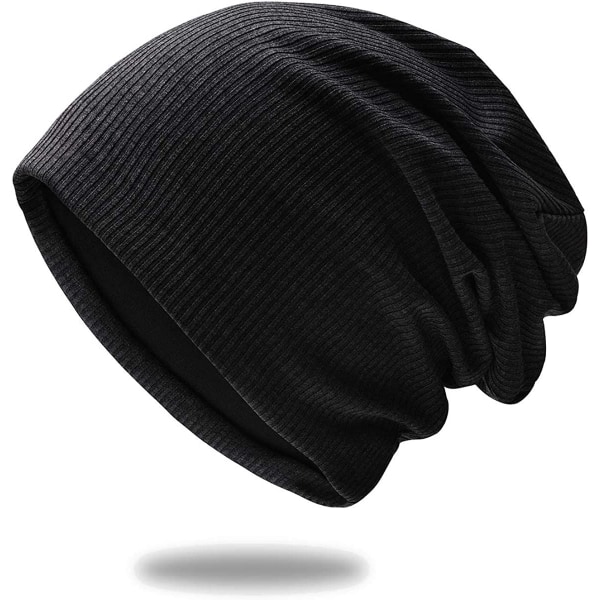 Moderigtig og stilfuld hue lavet af kvalitetsstrikket stof, åndbar og elastisk Skull Cap Hat, blå + sort