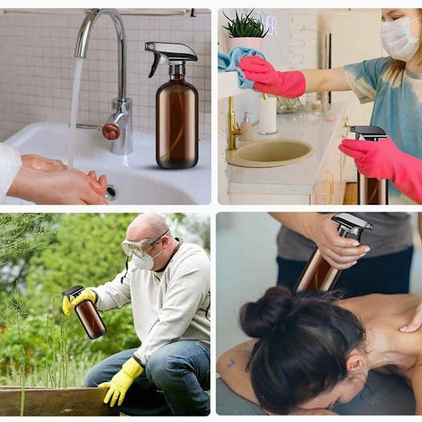 4-pack tomma sprayflaskor, glasflaskor, med justerbart sprayhuvud.