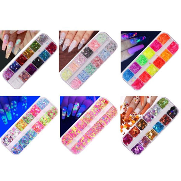 Piece Nail Art Butterfly Laser Symphony Paljetter-14:e