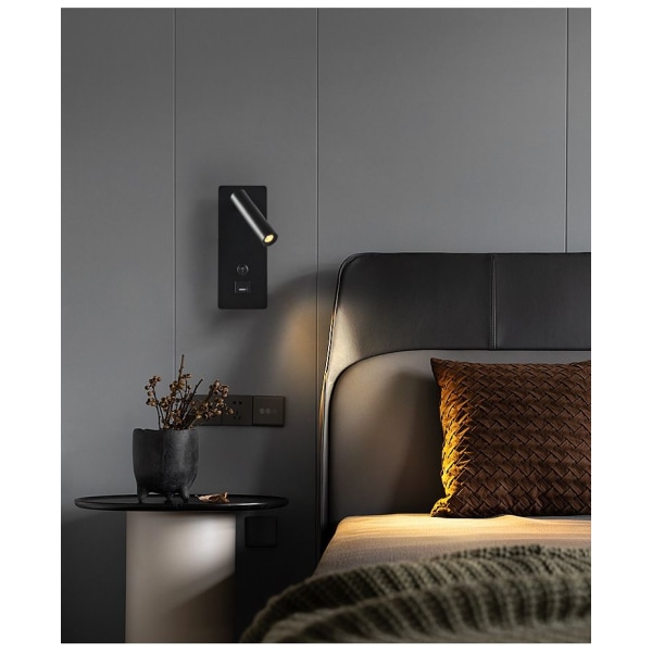 Nior soveværelse væglamper LED væglampe indendørs trappe væglampe sengegavl kontakt/LED 3W CREE COB/garager gang h tel 360 graders rotation