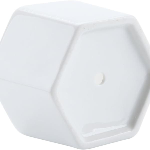 Mini vit hexagonal keramisk blomkruka Bonsai kaktus blomkruka hem