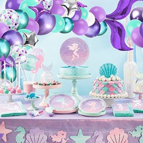 Mermaid tail kit balloon wreath, purple latex bow