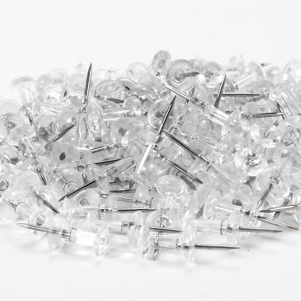 Sæt med 400 klare plastiknåle med stålstifter KLB
