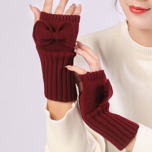 Vinter Fingerless Handskar Halv Fingerhandske Höst och Vinter Bourgogne KLB
