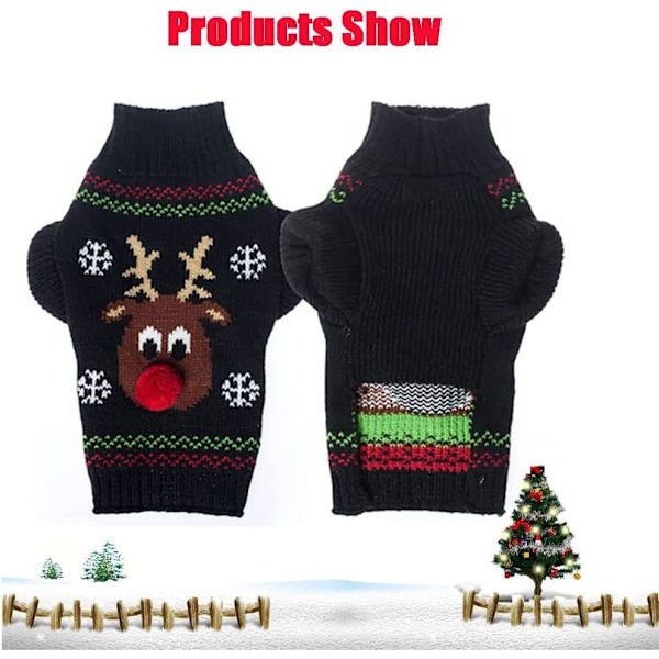 Sweatre til hunde, vintersweater til hunde, julemønstret sweater - strikket frakke til vinter - kæledyrstøj - trendy sweater - gave til hund, XS