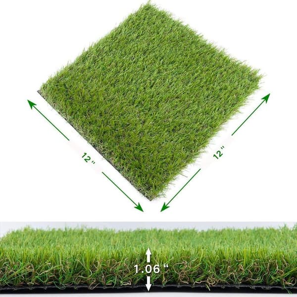 Kunstig gressmatte fliser 4 pakke 12x12 syntetisk