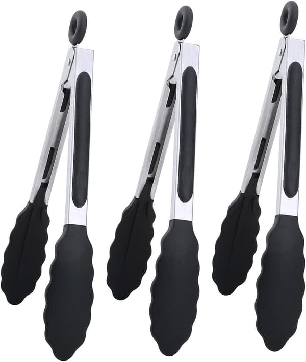 Svart Mini Silikon Serveringstång Set 7\"