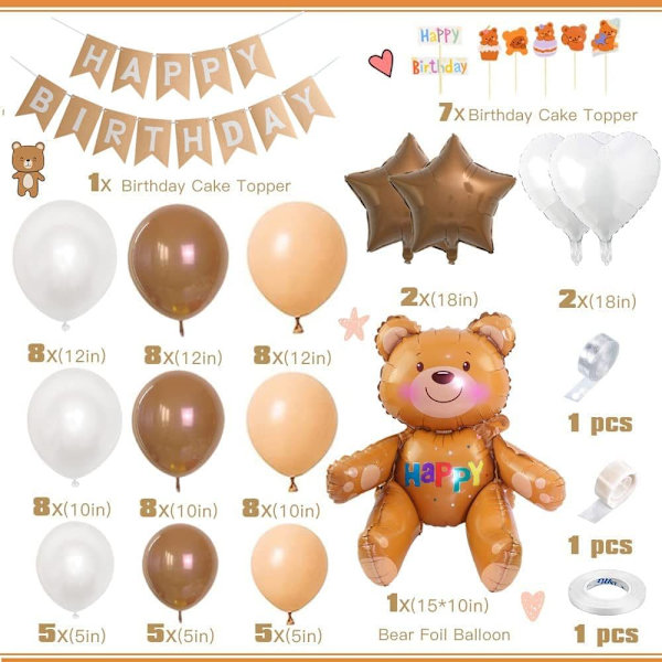 Børnefødselsdagspynt, kaffeballon guirlande bue sæt, retro abrikos hvid kokos latex festballoner til boho safari bjørn The-