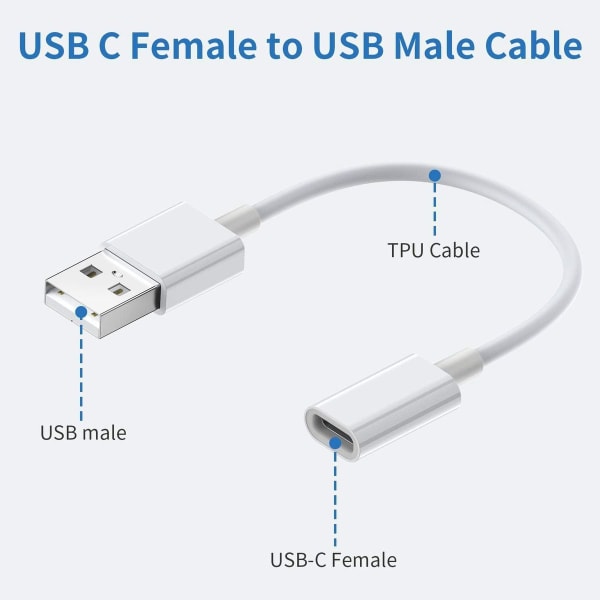 USB C hunn til USB hannadapter (pakke med 3), Type C til USB A