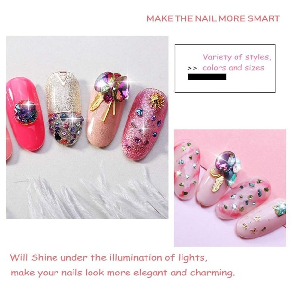 Mixede Kassetter med Nail Art Rhinestones, Diamanter, Krystaller, Perler og Ædelstene til 3D Neglekunst KLB