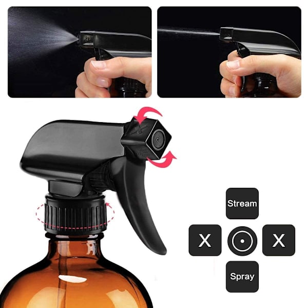 4-pack tomma sprayflaskor, glasflaskor, med justerbart sprayhuvud.