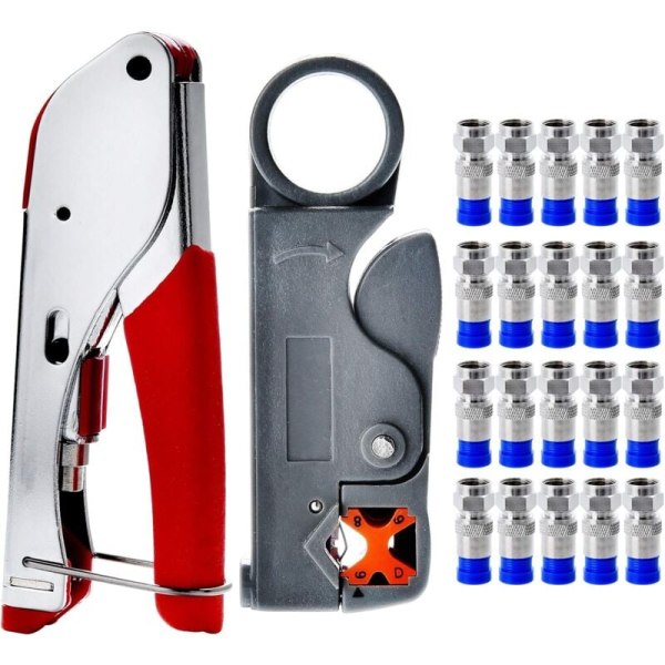 Compression Pliers Set Coaxial Cable Stripper Compression Crimping Pliers for RG58 RG59 RG6 RG-62 Coaxial Cable, TV Cable KLB