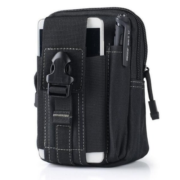 (Noir)Outdoor Tactical Waist Pack Bag MOLLE EDC Camping Randonnée Pouch Phone Case