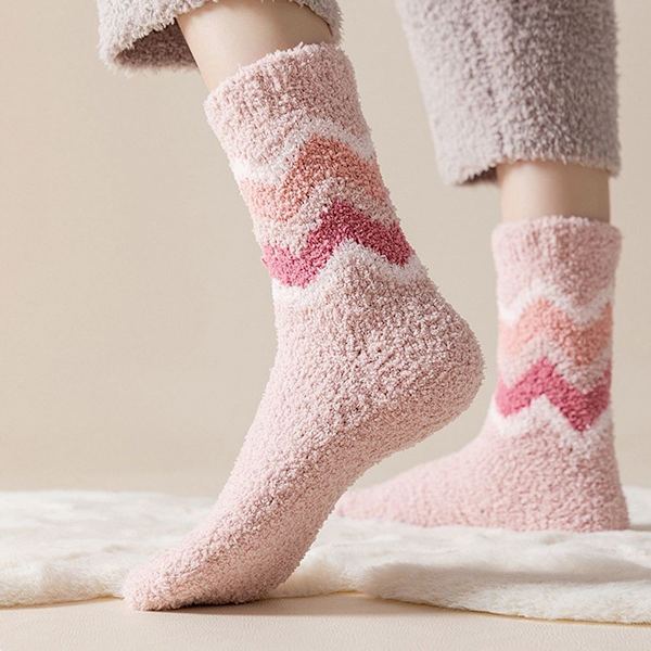 KLB koralfløjlsstrømper til kvinder efterår vinter fortykket pink